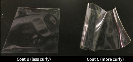 Coat B using FOM-03006 has less curl